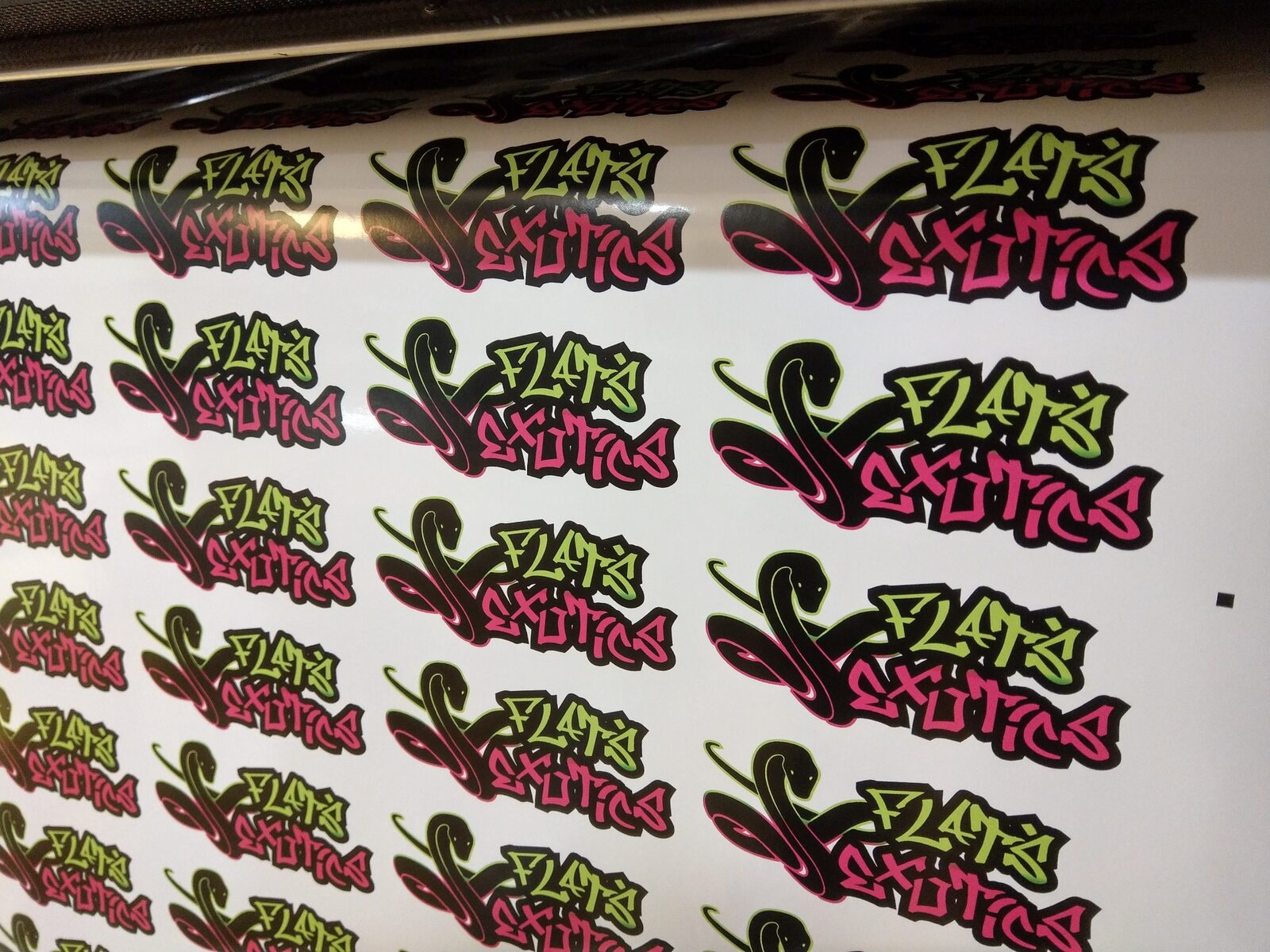 Sheet of colourful custom printed stickers